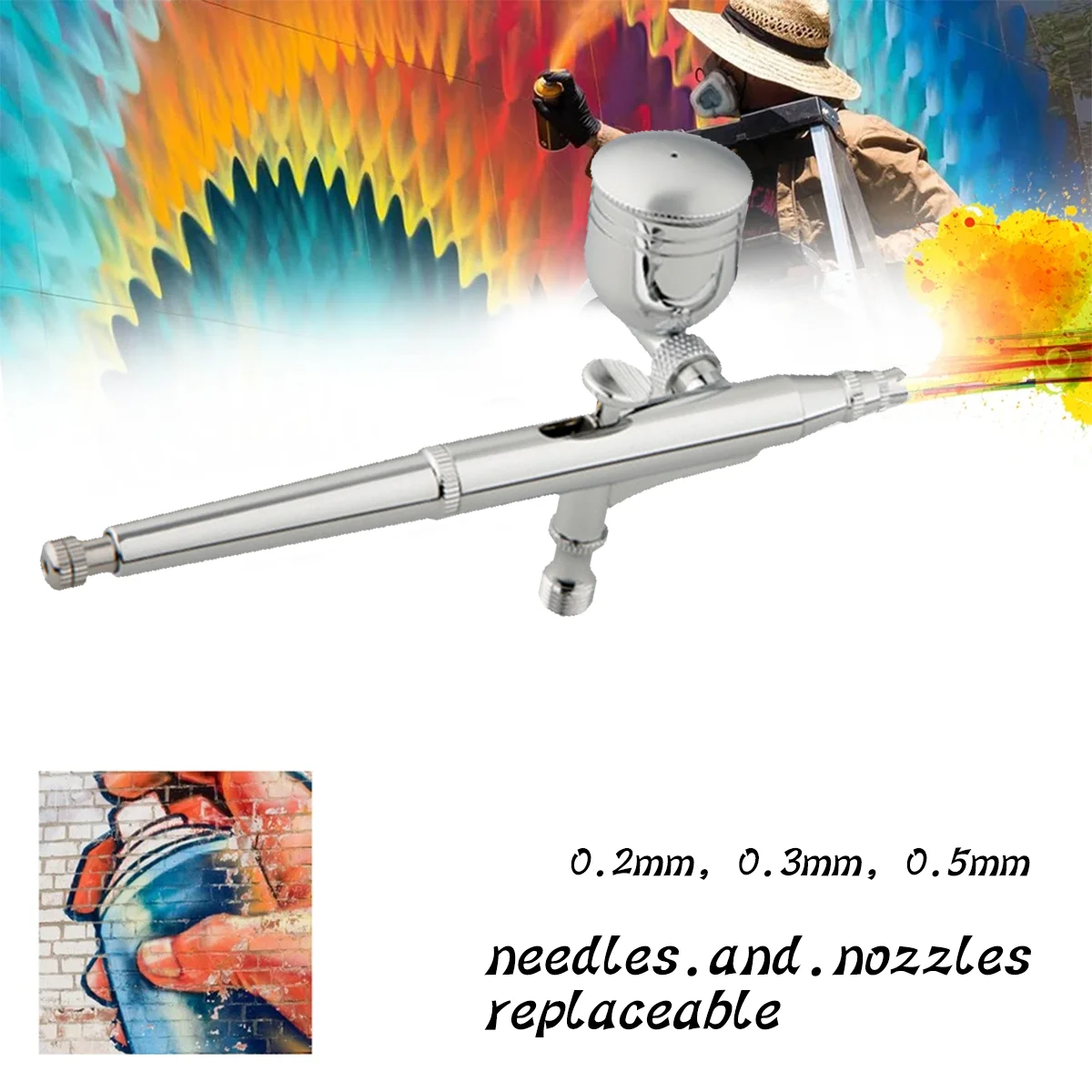 Air Brush Kit Artist Crafts Airbrush Hobby Spray Gun & 0.2mm/0.3mm /0.5mm Nozzles for Painting Cake Decorating Model Art Tattoos