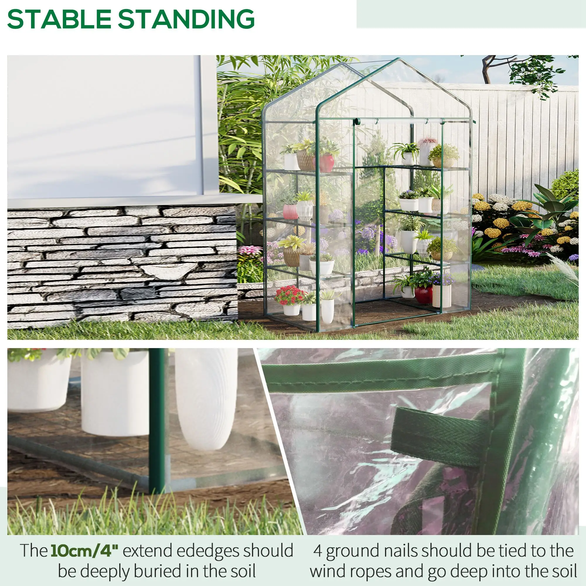 Garden Greenhouse Walk in Grow Herb Plant Transparent Metal
