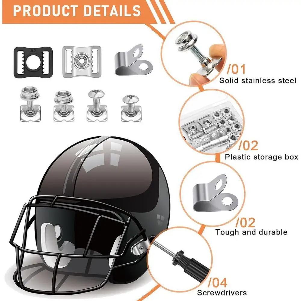 Screws Washers Nuts Hockey Helmet Repair Kit 657 Pcs for Baseball Softball Multipurpose Hockey Hard Hat Hardware Kit