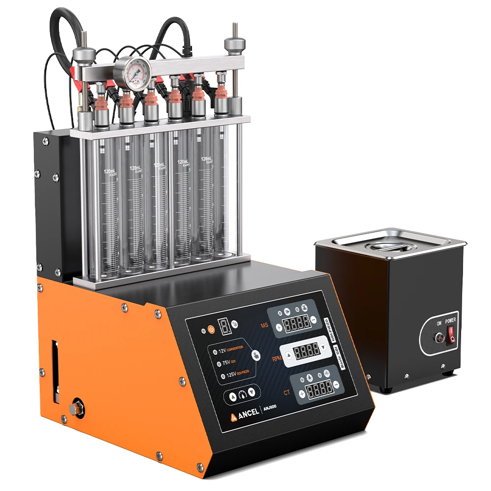 ANCEL ANJ600 GDI Piezo EFI FEI Piezoelectric Fuel Injector Cleaner & Tester Machine 6 Cylinders for Car Motorcycle Cleaning
