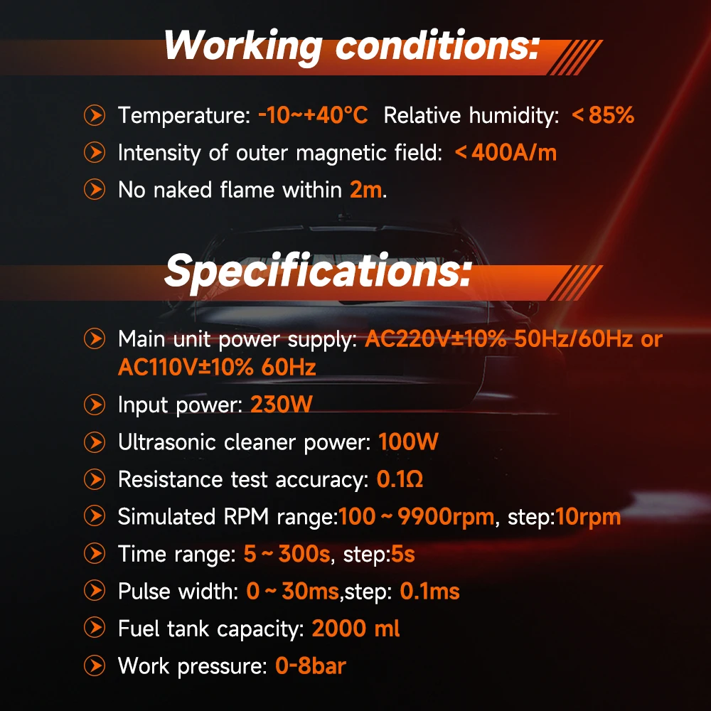 ANCEL ANJ600 GDI Piezo EFI FEI Piezoelectric Fuel Injector Cleaner & Tester Machine 6 Cylinders for Car Motorcycle Cleaning