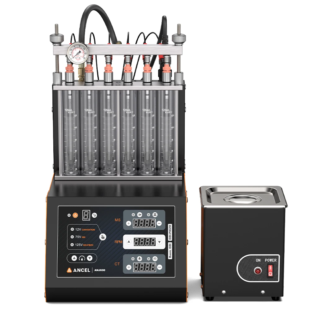 ANCEL ANJ600 GDI Piezo EFI FEI Piezoelectric Fuel Injector Cleaner & Tester Machine 6 Cylinders for Car Motorcycle Cleaning