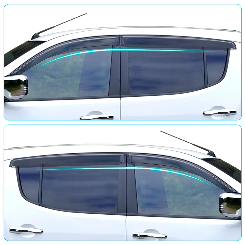 Wind Visor Window Deflectors for Mitsubishi L200 2006-2014 Mitsubishi Triton Double Cab 4PCS Black Smoke Car Styling