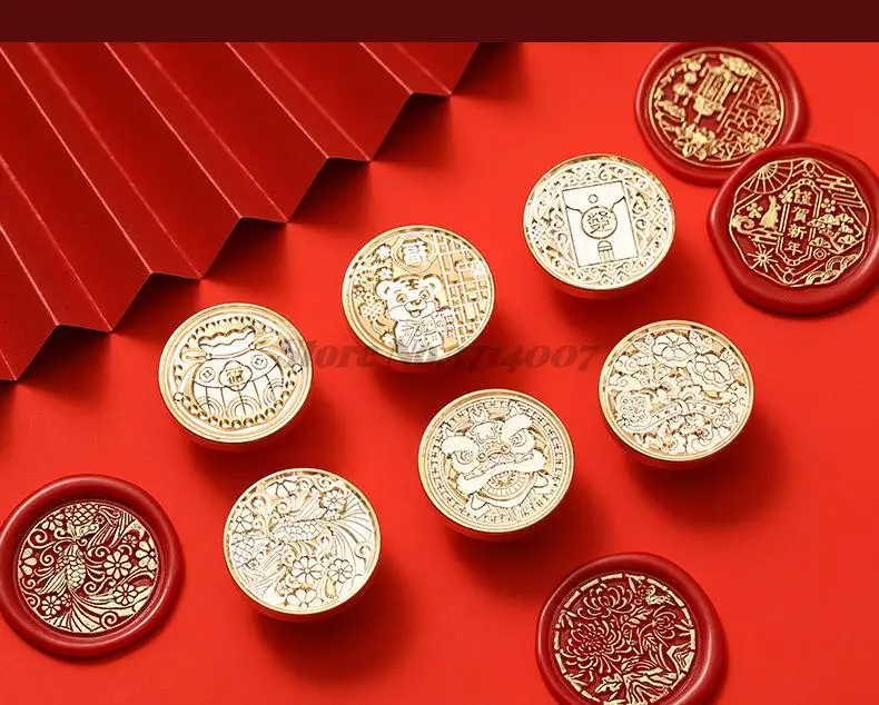 2023 Lunar New Year Stamp Sealing Seal Wax Fu Chun Chinese Traditional Elements Scrapbooking For Envelope Wedding Party