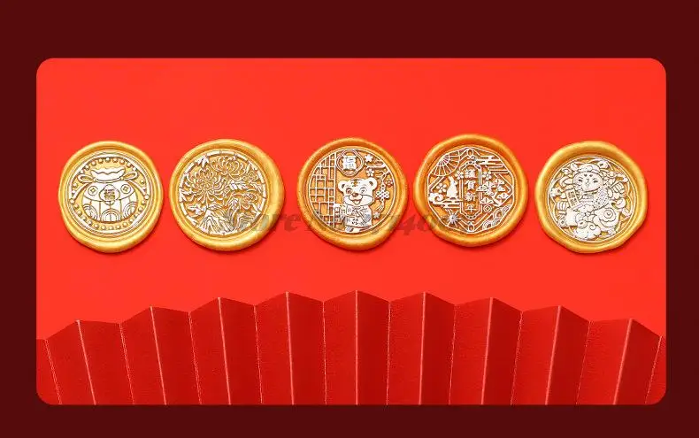 2023 Lunar New Year Stamp Sealing Seal Wax Fu Chun Chinese Traditional Elements Scrapbooking For Envelope Wedding Party