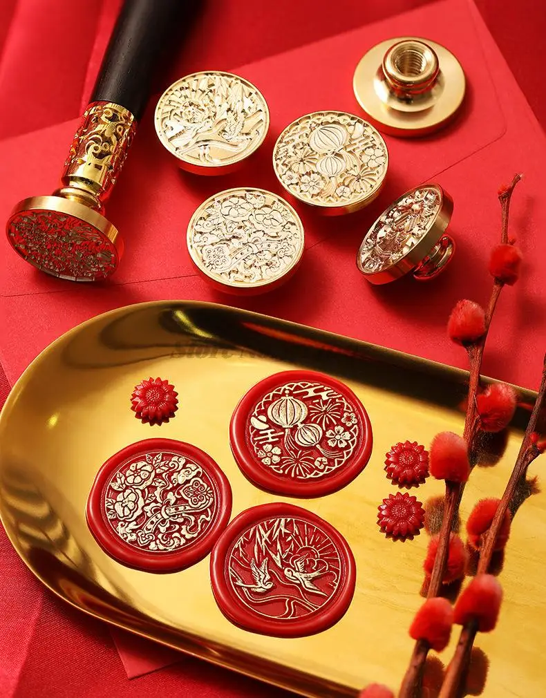 2023 Lunar New Year Stamp Sealing Seal Wax Fu Chun Chinese Traditional Elements Scrapbooking For Envelope Wedding Party