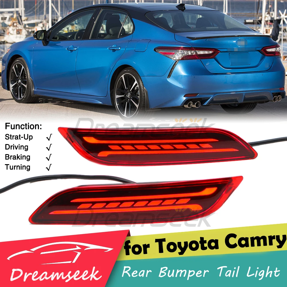 LED Reflector Rear Bumper Tail Light For Toyota Camry XV70 2018 2019 2020 2021 2022 2023 Brake Fog Lamp W/ Dynamic Turn Signal
