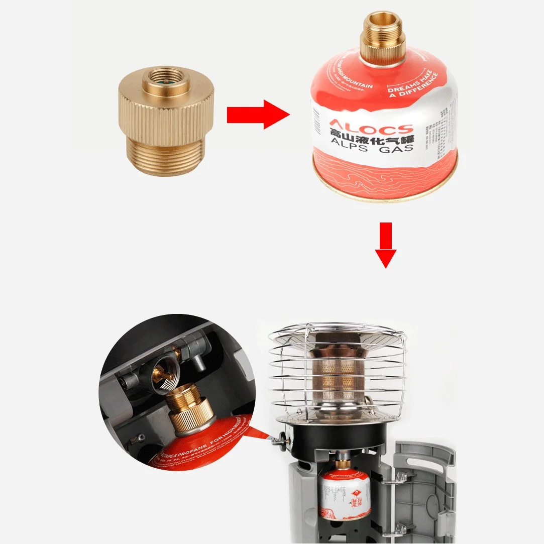 1Pc Gas Tank Adapter Portable Split Type Camping Stove Burner Canister Gas Tank Adapter Copper Connector Haed For MAPP Gas Tank