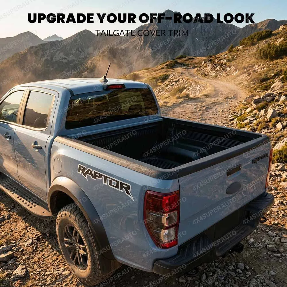 Tailgate Cover for Ford Ranger T6 T7 T8 2012-2021 Wildtrak Raptor Tailgate Protector Guard Cap ABS Matte Black 3/4PCS