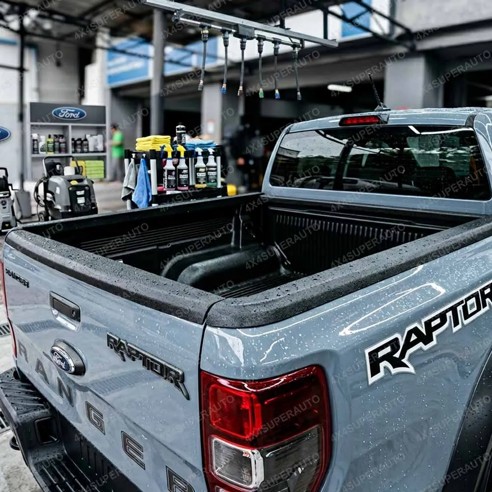 Tailgate Cover for Ford Ranger T6 T7 T8 2012-2021 Wildtrak Raptor Tailgate Protector Guard Cap ABS Matte Black 3/4PCS