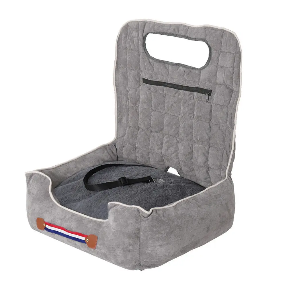 Dog Car Seat Protector Travel Anti-Slip Pet Booster Seat with Storage Pockets and Safety Leash Car Carrier Bed Hold 14kg