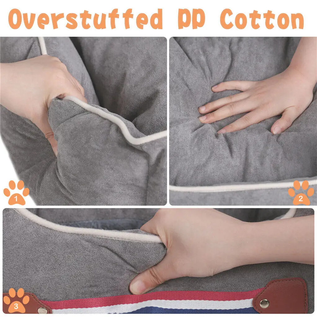 Dog Car Seat Protector Travel Anti-Slip Pet Booster Seat with Storage Pockets and Safety Leash Car Carrier Bed Hold 14kg