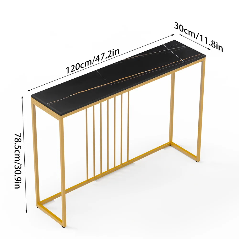 LUVODI 47" Console Table for Entryway,Minimalist Sofa Side Table with Metal Stand,Living Room Furniture