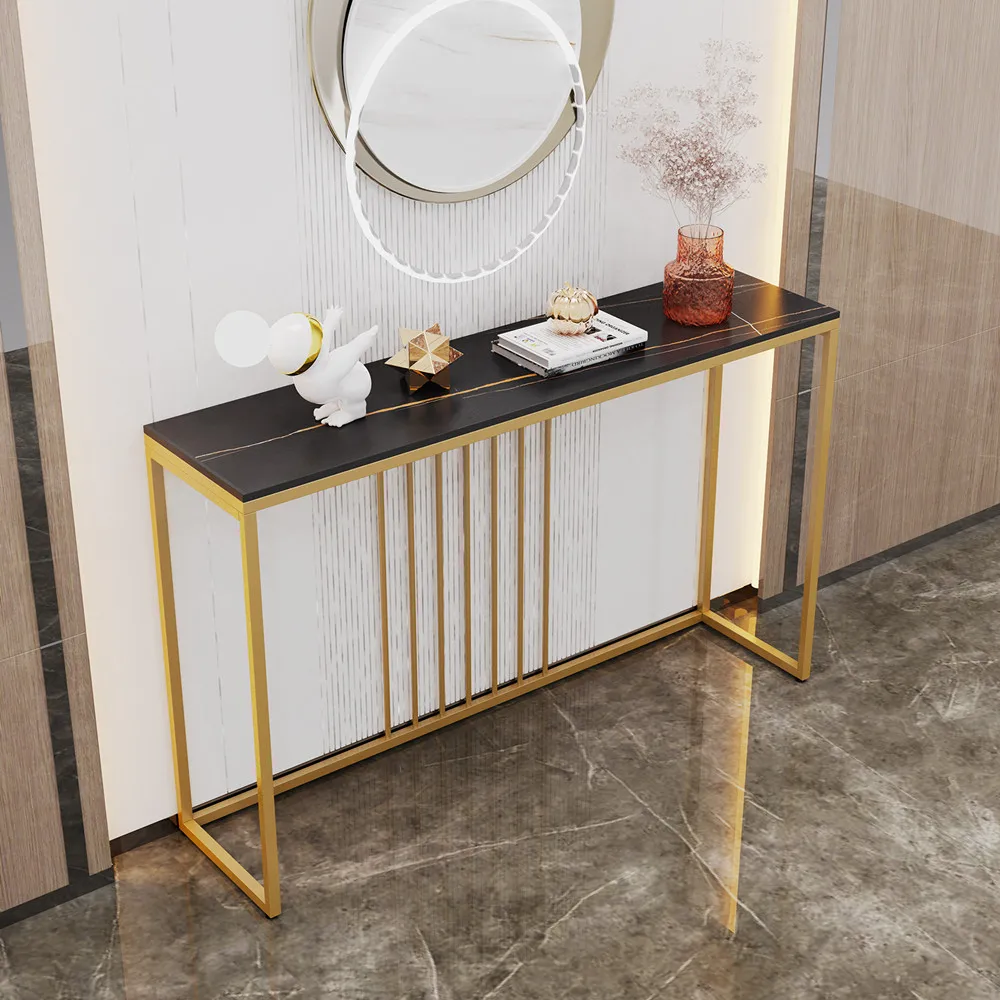 LUVODI 47" Console Table for Entryway,Minimalist Sofa Side Table with Metal Stand,Living Room Furniture