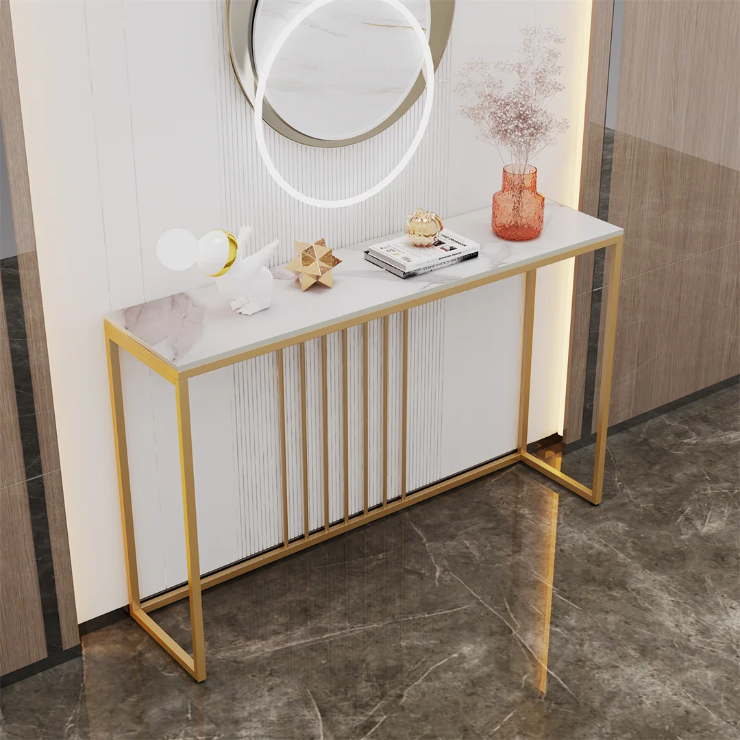 LUVODI 47" Console Table for Entryway,Minimalist Sofa Side Table with Metal Stand,Living Room Furniture