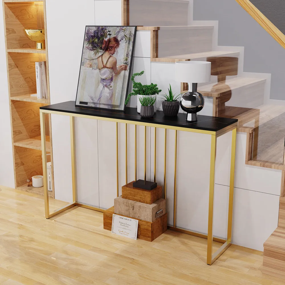 LUVODI 47" Console Table for Entryway,Minimalist Sofa Side Table with Metal Stand,Living Room Furniture