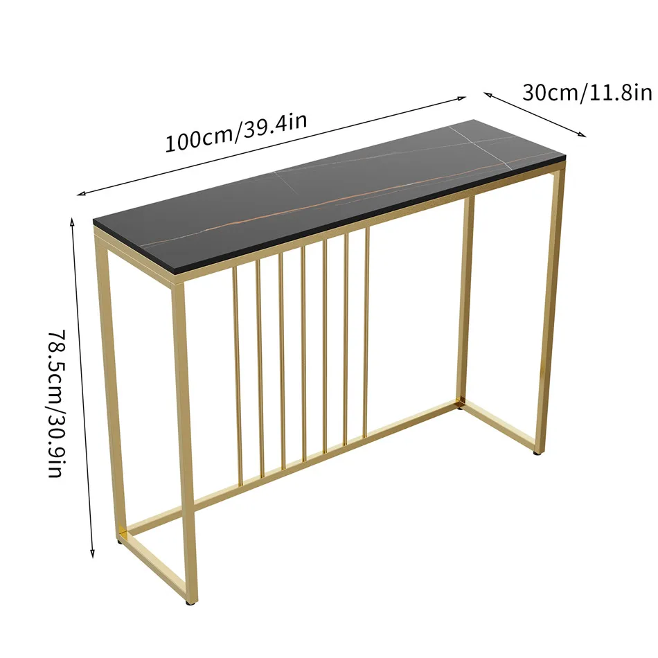 LUVODI 47" Console Table for Entryway,Minimalist Sofa Side Table with Metal Stand,Living Room Furniture
