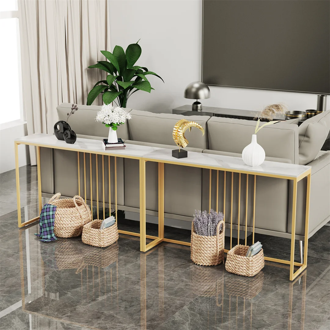 LUVODI 47" Console Table for Entryway,Minimalist Sofa Side Table with Metal Stand,Living Room Furniture