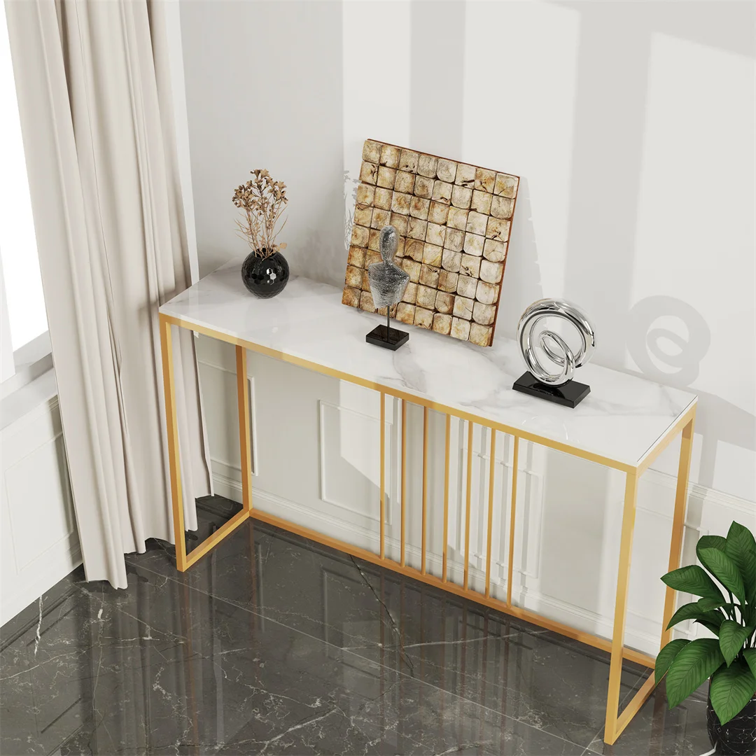 LUVODI 47" Console Table for Entryway,Minimalist Sofa Side Table with Metal Stand,Living Room Furniture