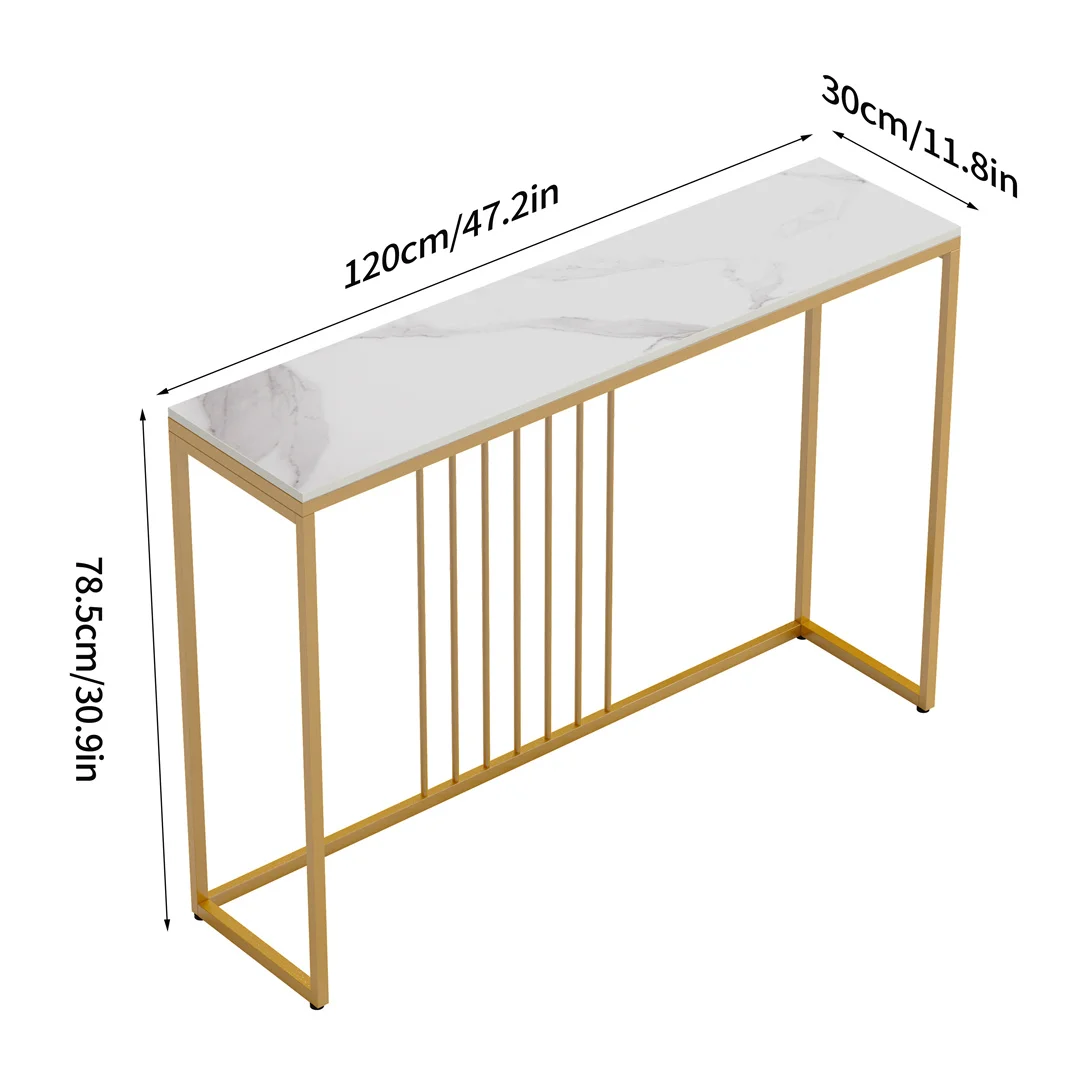 LUVODI 47" Console Table for Entryway,Minimalist Sofa Side Table with Metal Stand,Living Room Furniture