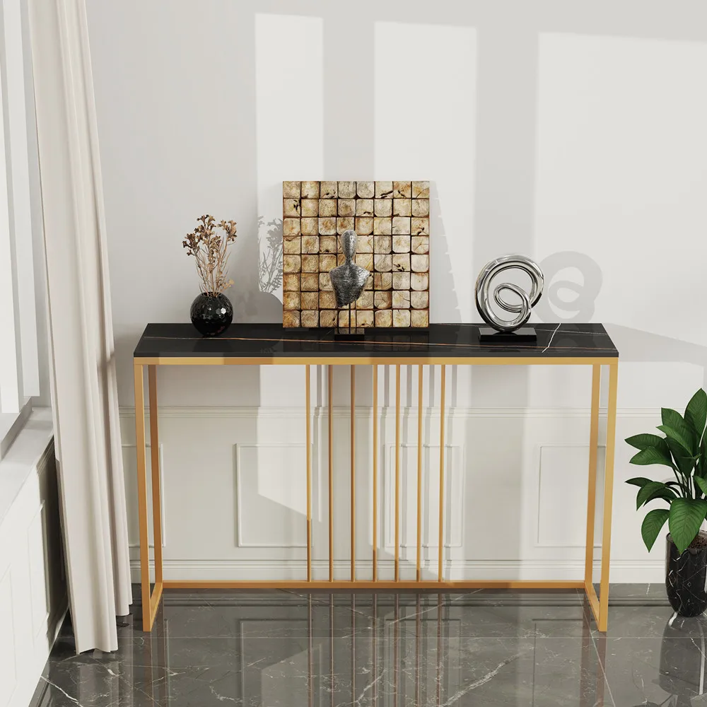 LUVODI 47" Console Table for Entryway,Minimalist Sofa Side Table with Metal Stand,Living Room Furniture