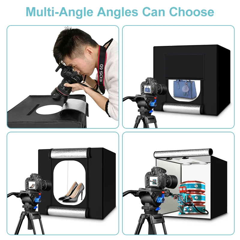 80cm Photo Studio Light Box,Folding Photography Light Tent Box With 2pcs Led Light And 4 Color Backgrounds For Products Jewelry
