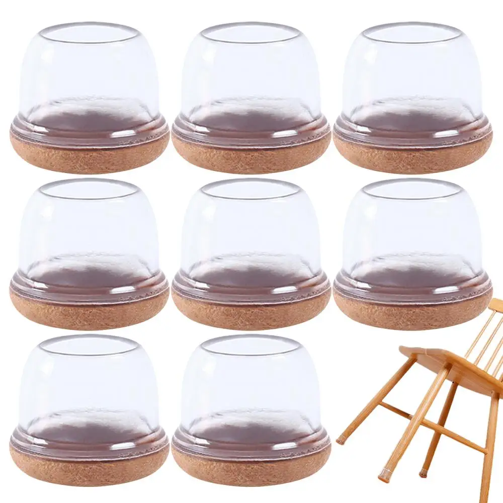 8Pcs Chair Leg Floor Protectors for Hardwood Floors Silicone Chair Caps Covers Furniture Pads Sliders Wrapped Felt Bottom