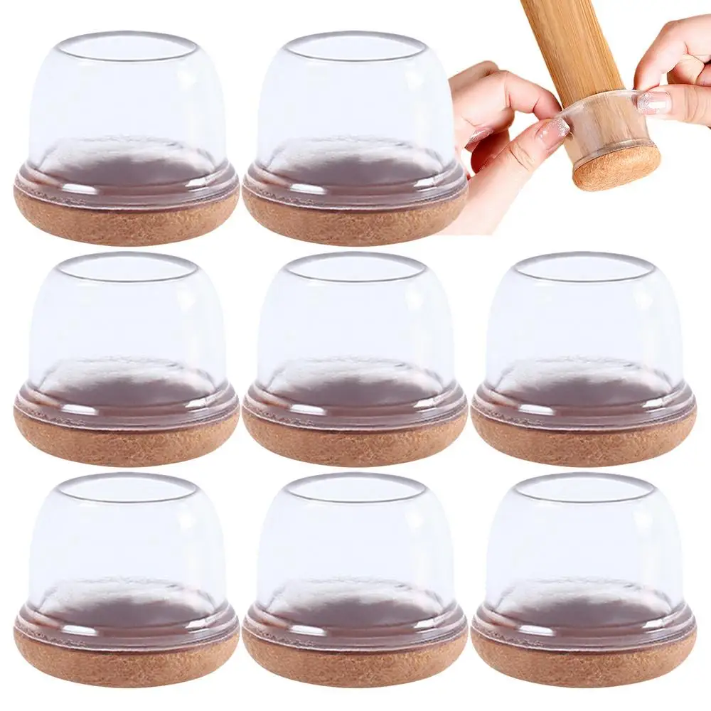 8Pcs Chair Leg Floor Protectors for Hardwood Floors Silicone Chair Caps Covers Furniture Pads Sliders Wrapped Felt Bottom