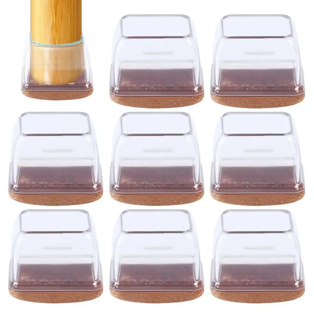 8Pcs Chair Leg Floor Protectors for Hardwood Floors Silicone Chair Caps Covers Furniture Pads Sliders Wrapped Felt Bottom