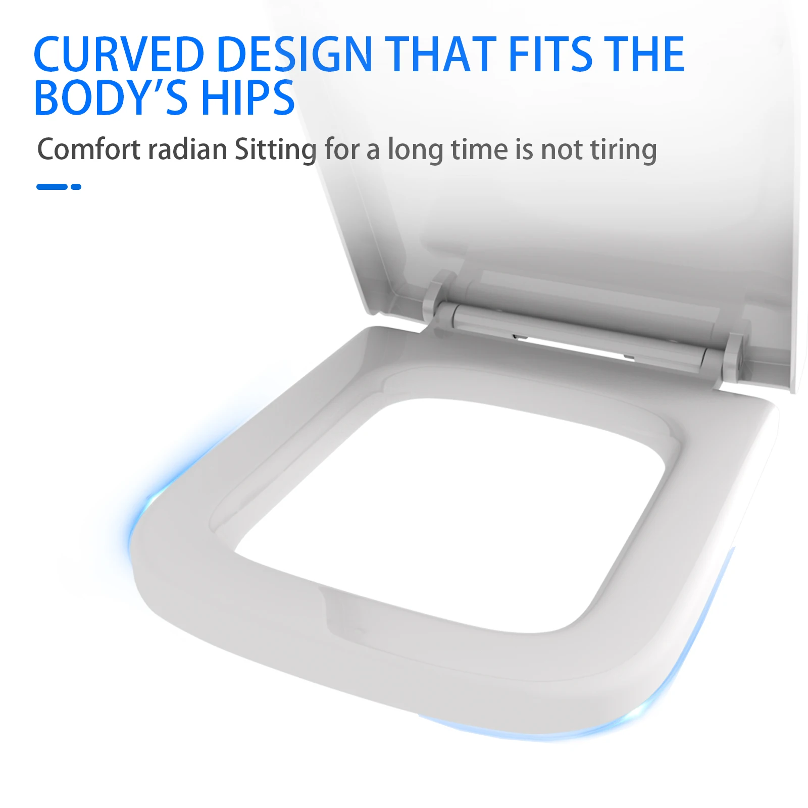 Toilet Seat Square Shape Soft Close with Quick Release Hinges, Anti-Bacterial WC Seat with Sturdy Polypropylene, Easy to Clean