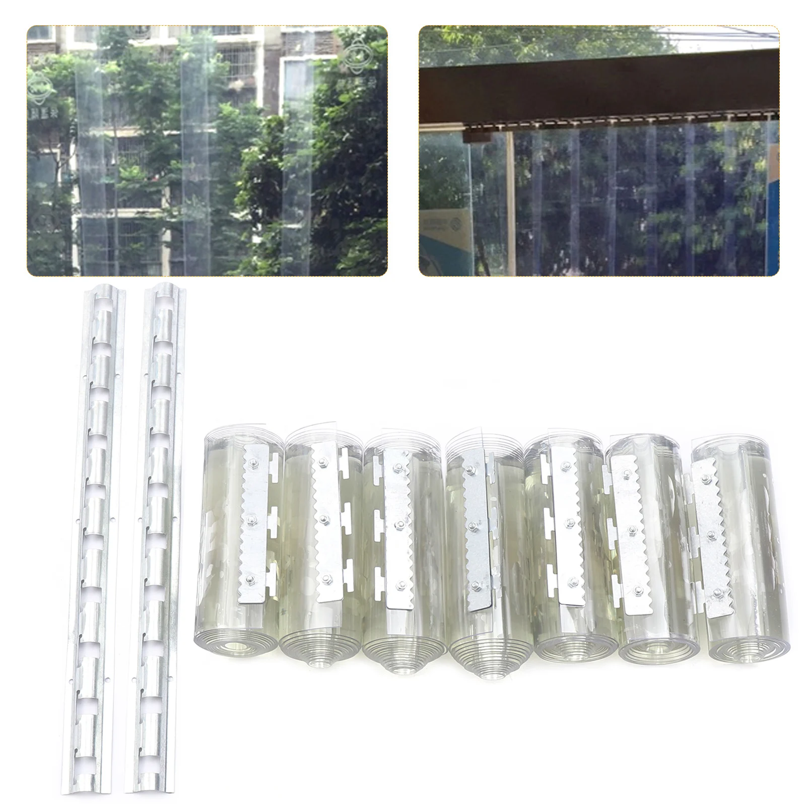 7x PVC Strip Curtain Vinyl Door Strips 18x200cm Vinyl Door Curtain 7 Strips for Porch Balcony