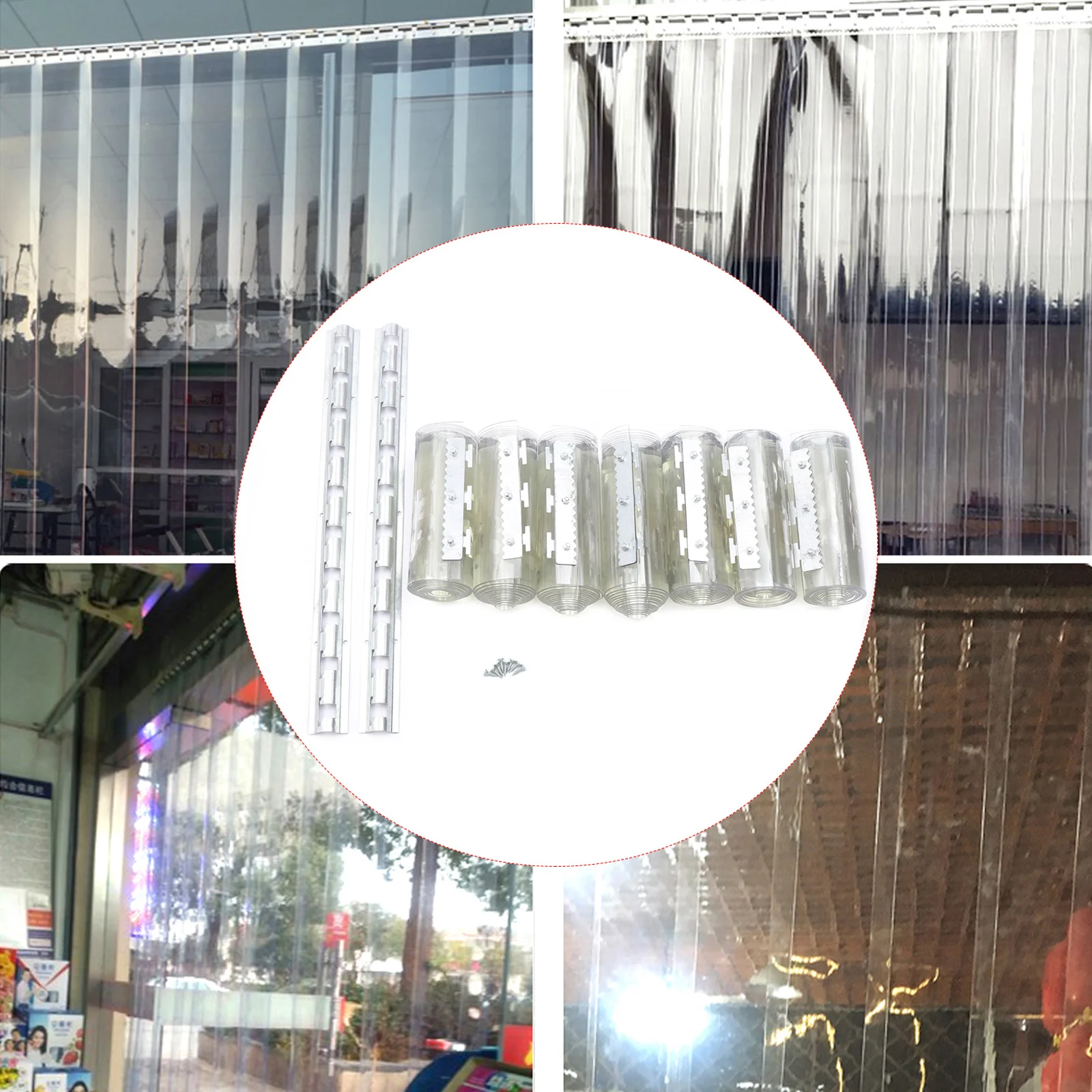 7x PVC Strip Curtain Vinyl Door Strips 18x200cm Vinyl Door Curtain 7 Strips for Porch Balcony