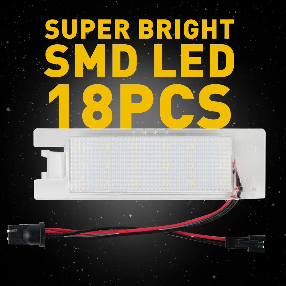 2Pcs For Vauxhall Opel Astra H Corsa C D Zafira B Adam Meriva B CANBUS LED License Number Plate Light 18 LEDs Waterproof Car