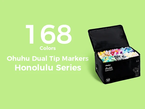 Ohuhu Honolulu 168 Colors Marker Pen Set Alcohol Art Markers Refillable Dual Tips Sketching Drawing Manga School Art Supplies