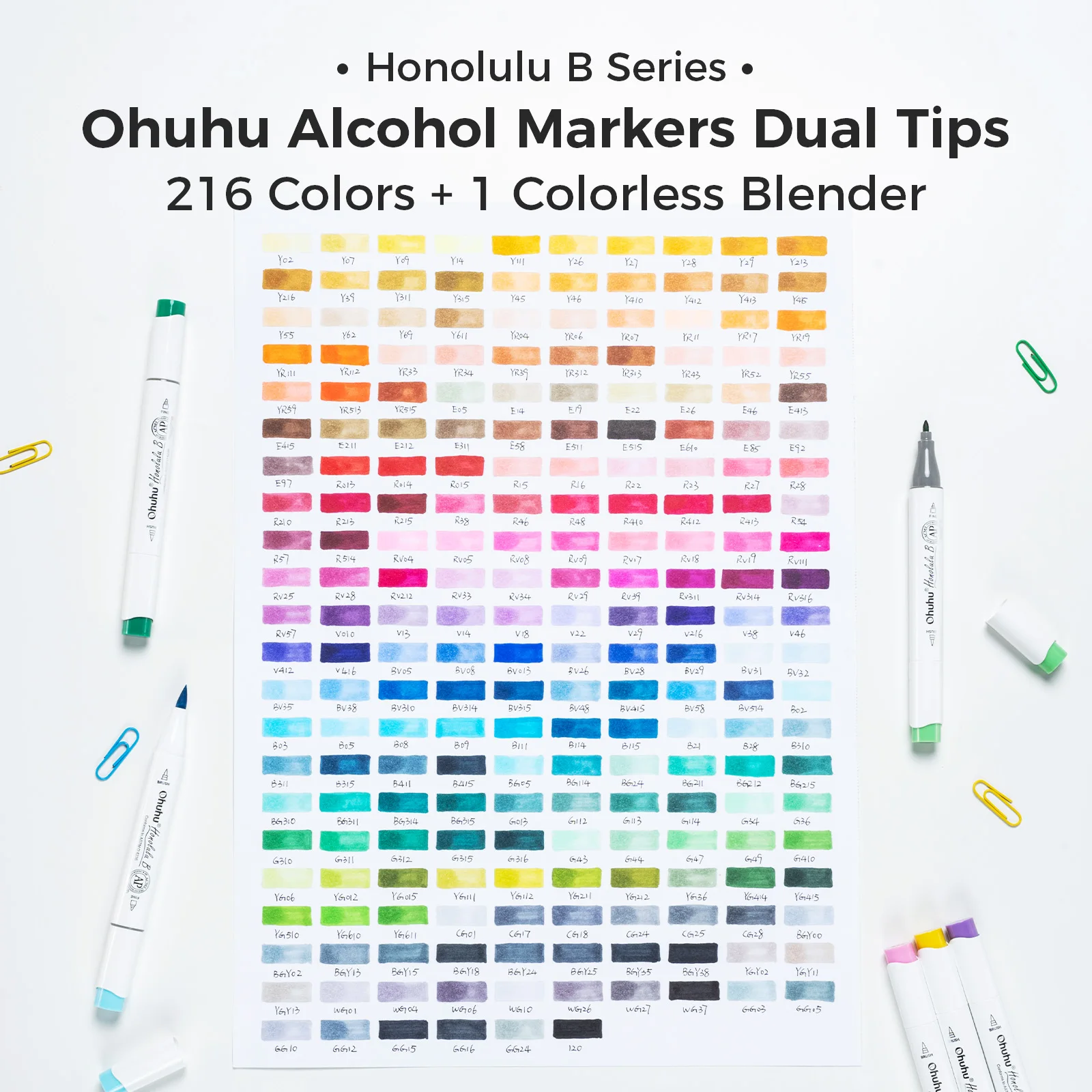 Ohuhu Honolulu 168 Colors Marker Pen Set Alcohol Art Markers Refillable Dual Tips Sketching Drawing Manga School Art Supplies