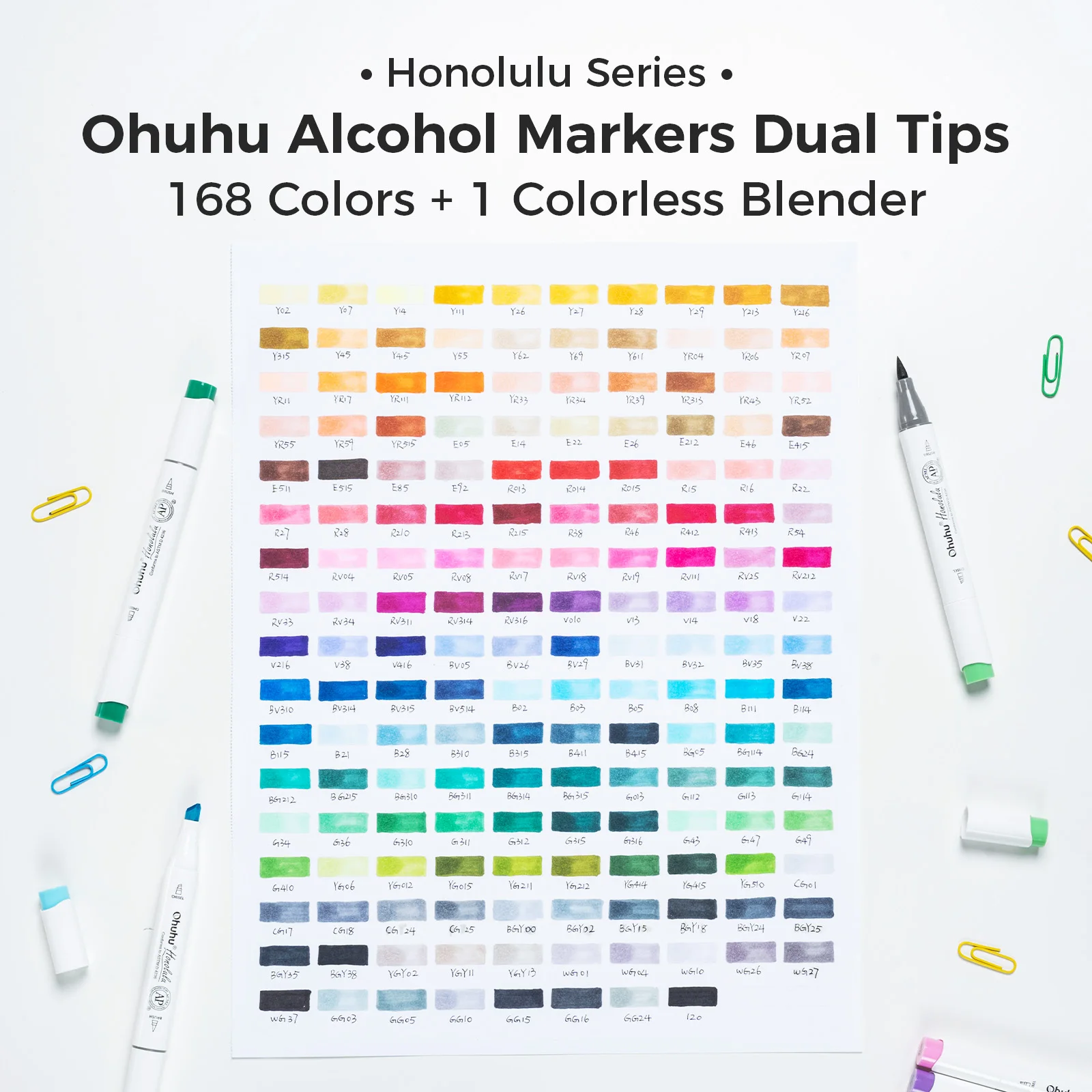 Ohuhu Honolulu 168 Colors Marker Pen Set Alcohol Art Markers Refillable Dual Tips Sketching Drawing Manga School Art Supplies