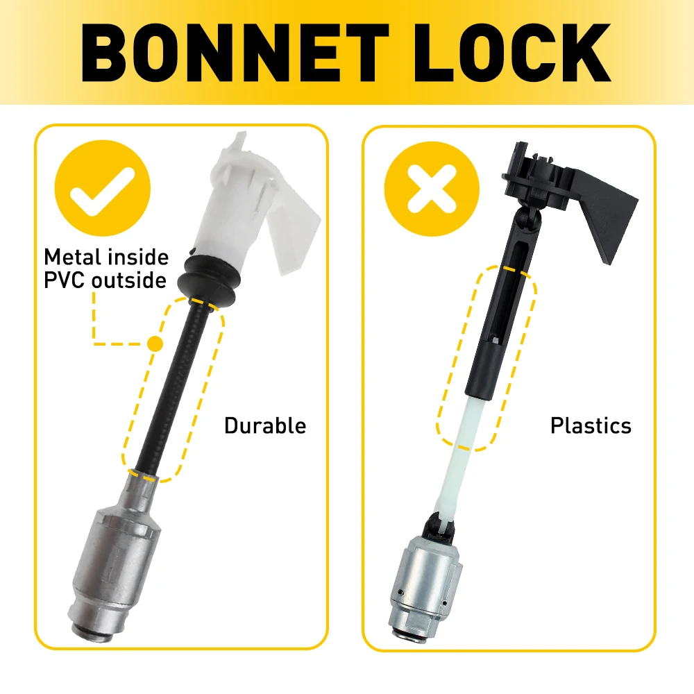 1SET Long Type Rod Bonnet Hood Release Lock Latch Repair Kit For Ford Focus MK2Saloon Hatchback Estate C MAX MK1 MPV with 2Keys
