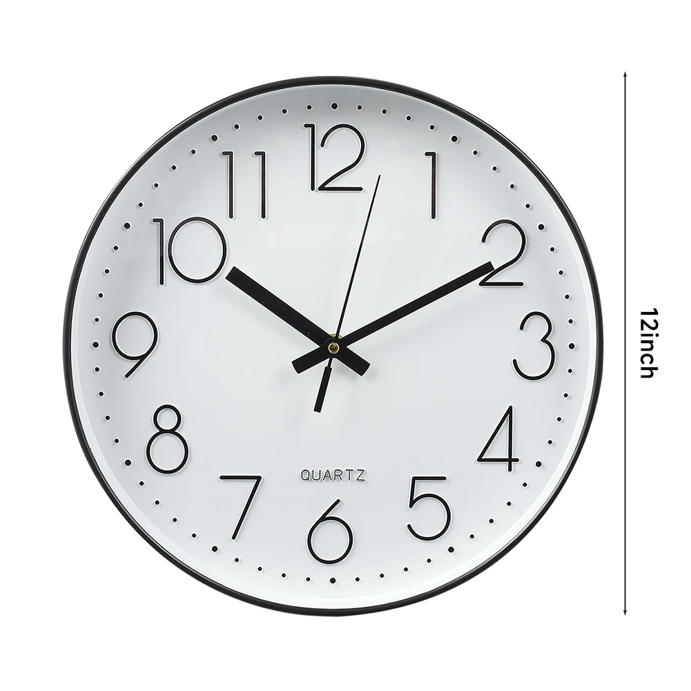 Voltsify 12 Inch Minimalist Wall Clock with Arabic Numerals White