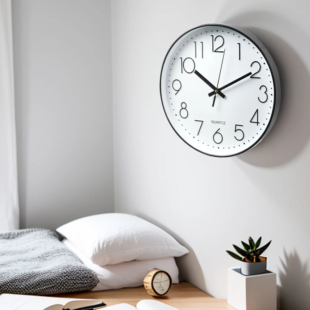 Voltsify 12 Inch Minimalist Wall Clock with Arabic Numerals White