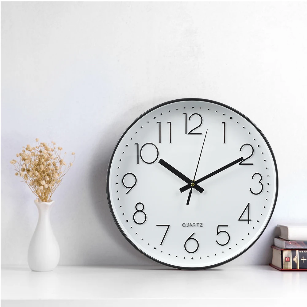 Voltsify 12 Inch Minimalist Wall Clock with Arabic Numerals White
