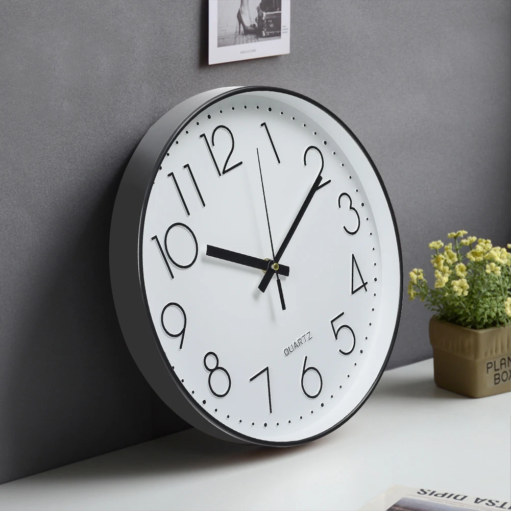 Voltsify 12 Inch Minimalist Wall Clock with Arabic Numerals White