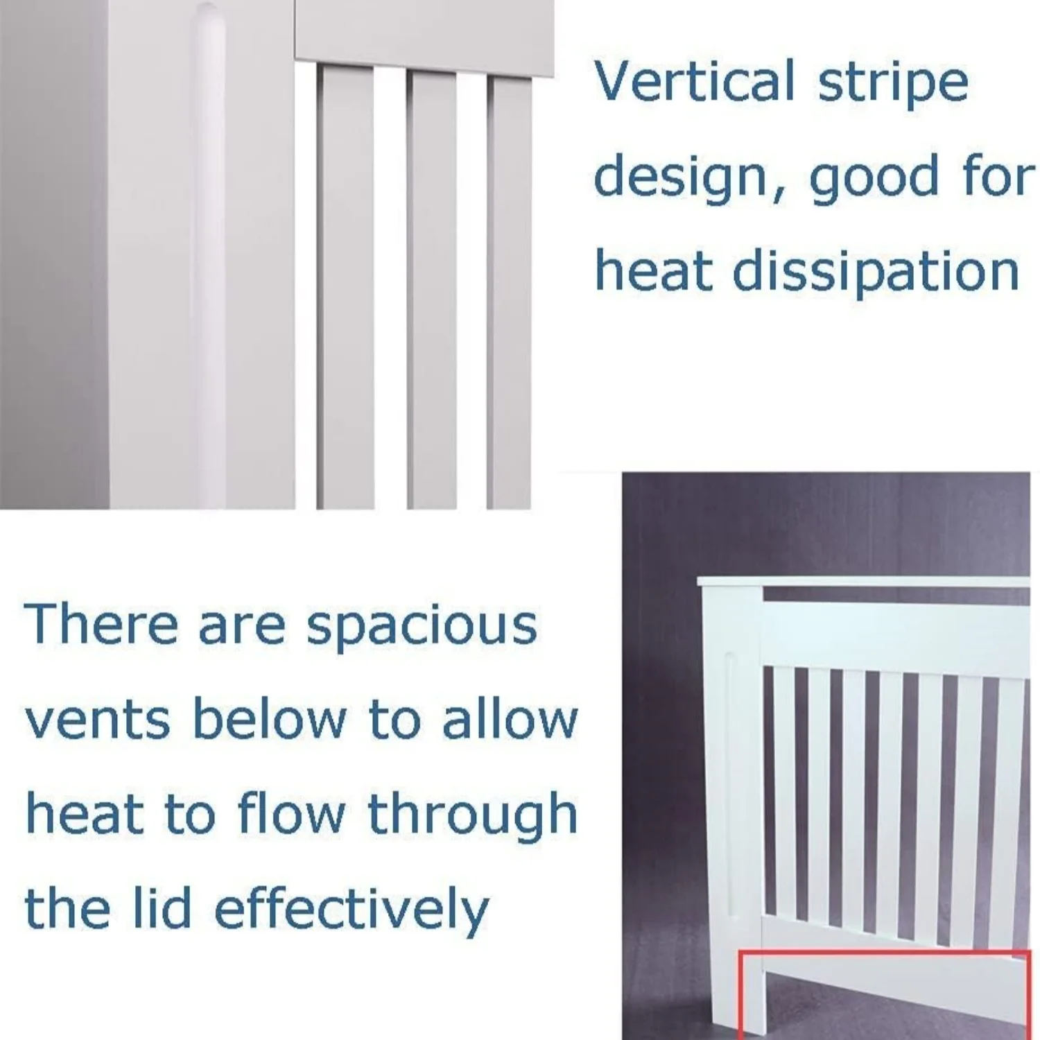 BRIEFNESS Radiator cover Wooden wall-mounted White painted MDF cupboard heater cover Modern heating cover Barbecue cabinet shelf