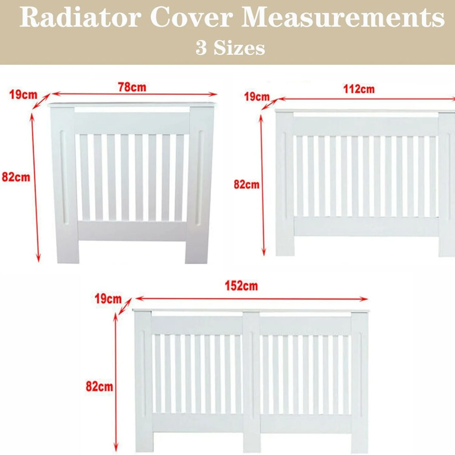 BRIEFNESS Radiator cover Wooden wall-mounted White painted MDF cupboard heater cover Modern heating cover Barbecue cabinet shelf