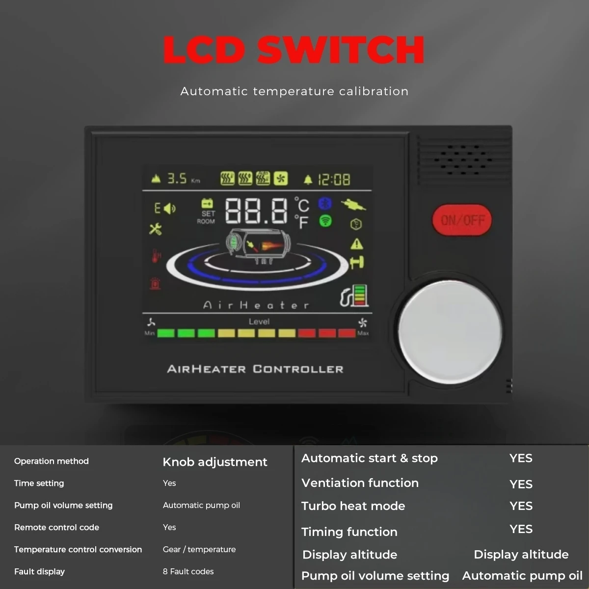 8KW ALL IN ONE Diesel Air Heater 12V/24V/220V Bluetooth APP & LCD Control Car Diesel Heater for Cars Trucks RVs Boats Buses