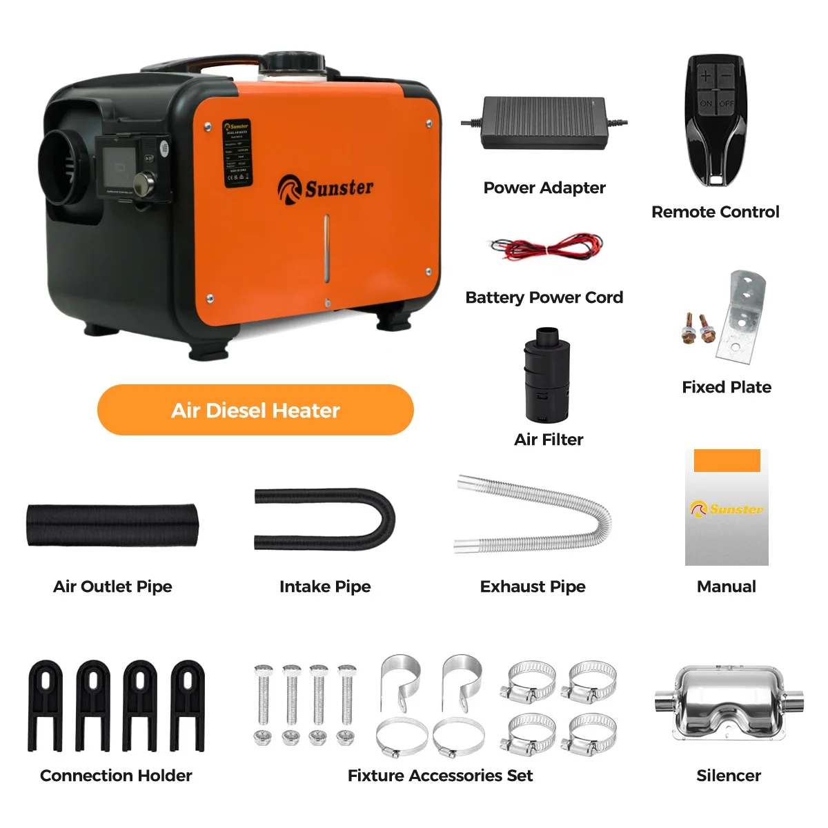 8KW ALL IN ONE Diesel Air Heater 12V/24V/220V Bluetooth APP & LCD Control Car Diesel Heater for Cars Trucks RVs Boats Buses
