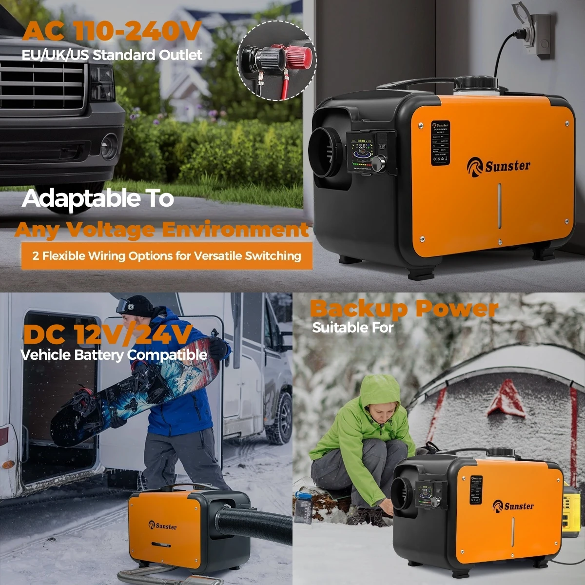 8KW ALL IN ONE Diesel Air Heater 12V/24V/220V Bluetooth APP & LCD Control Car Diesel Heater for Cars Trucks RVs Boats Buses
