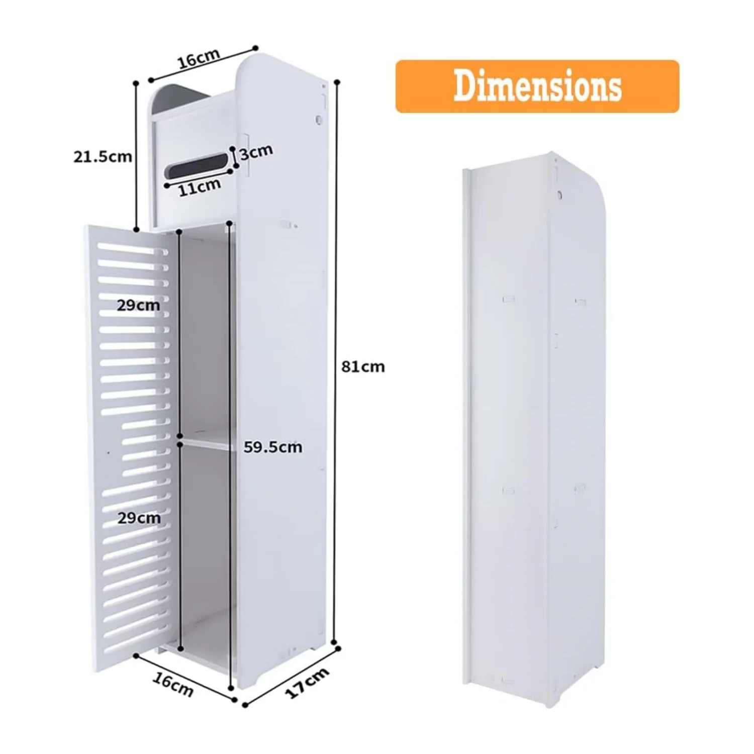 BRIEFNESS Bathroom Cabinet Tall Slimline Shelf Bathroom Cabinet Bathroom Organiser Bedroom Cabinet Living Room Organiser White