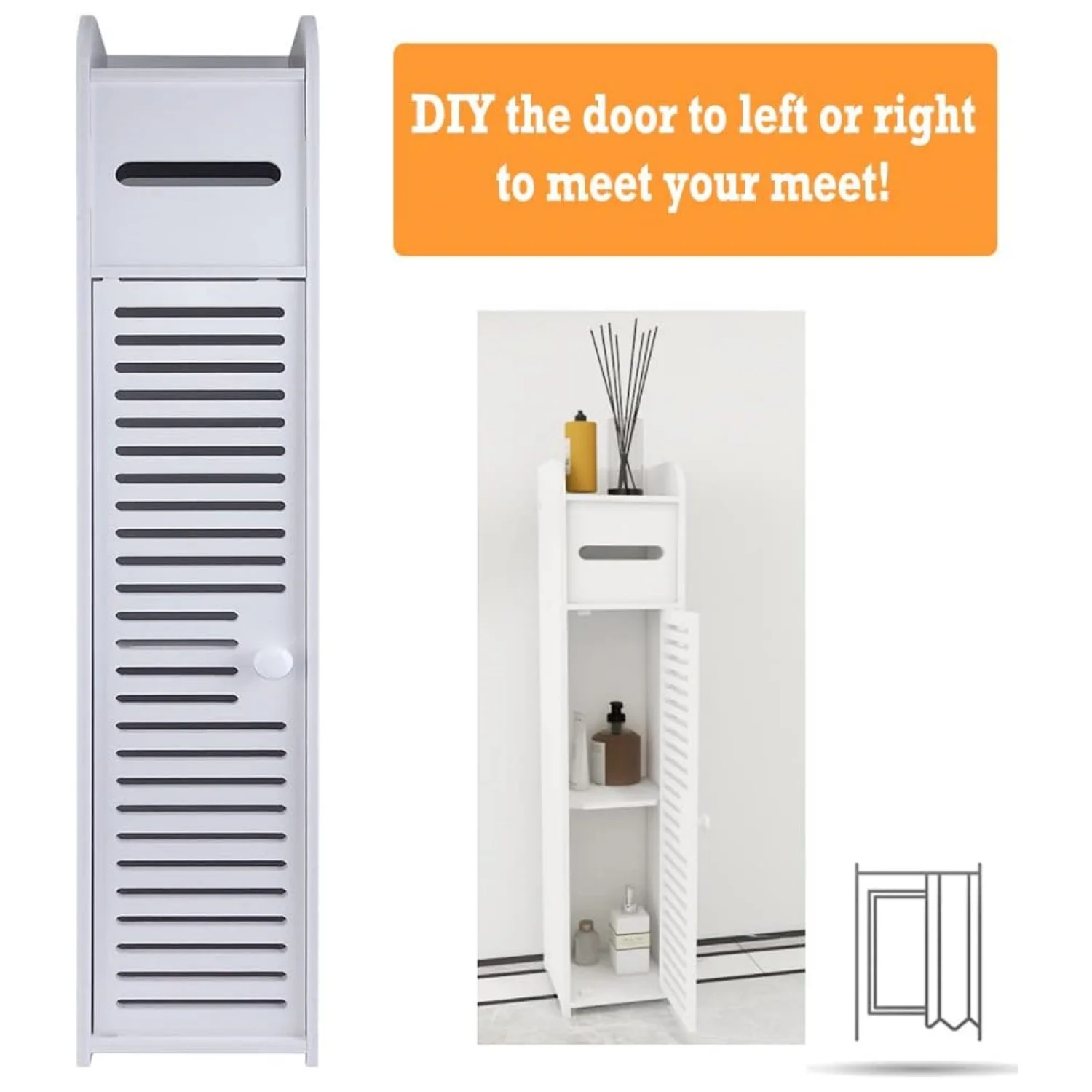 BRIEFNESS Bathroom Cabinet Tall Slimline Shelf Bathroom Cabinet Bathroom Organiser Bedroom Cabinet Living Room Organiser White