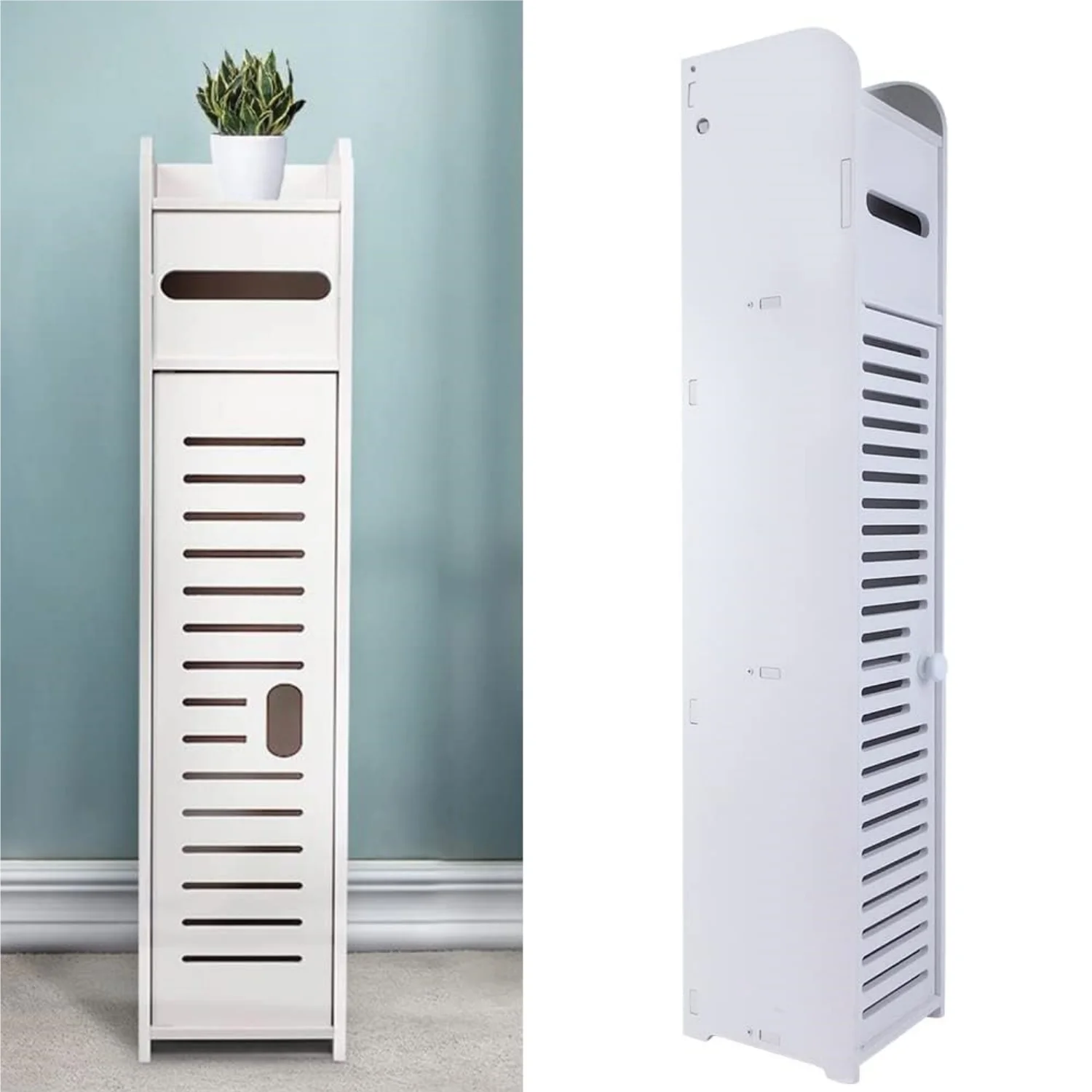 BRIEFNESS Bathroom Cabinet Tall Slimline Shelf Bathroom Cabinet Bathroom Organiser Bedroom Cabinet Living Room Organiser White
