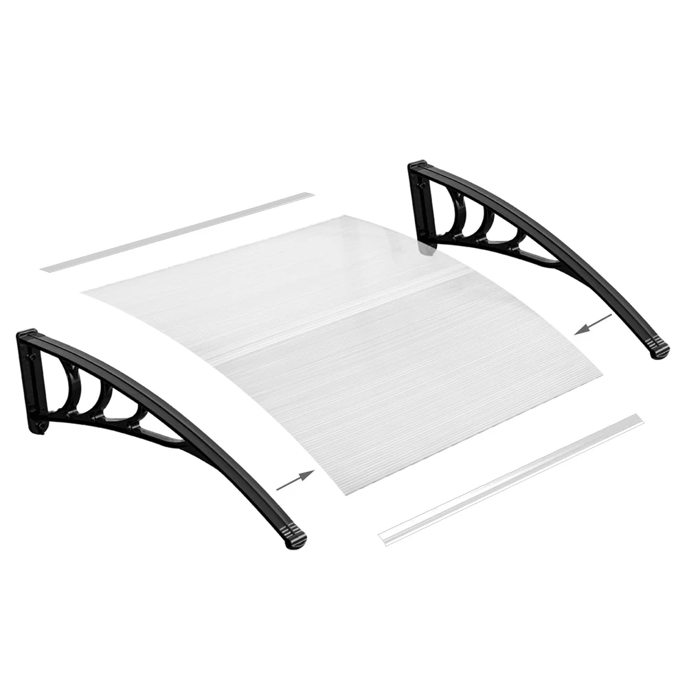 Window Door Awning Canopy 2 Sizes Front & Back Porch Shade PC Cover for Rainproof Sun Shade Snow Protection
